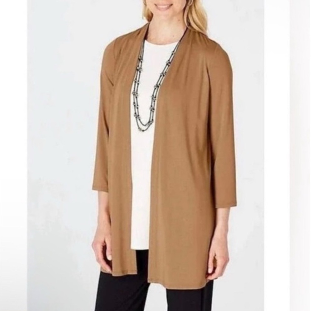 J. Jill Wearever Collection Tan Women's Open Front‎ Cardigan Lightweight Sz LP